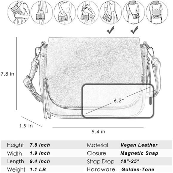 Crossbody Bags for Women Small Pu Leather Over the Shoulder Purses - Picture 5 of 7